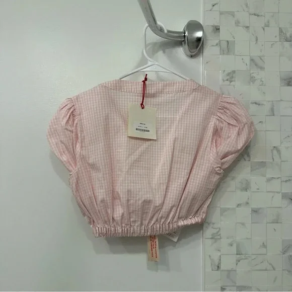La Semaine Paris Pink Gingham Top Size 36 - Picture 9 of 9
